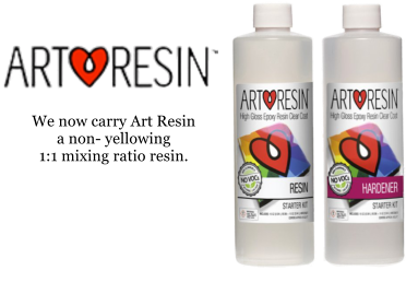 We now carry Art Resin a non- yellowing  1:1 mixing ratio resin.
